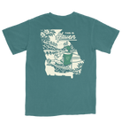 Teal t-shirt with 'This is Haven' graphic on a white background