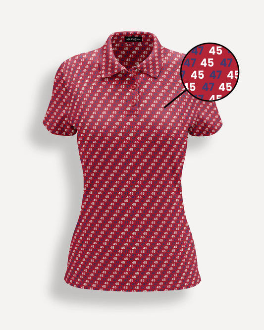 45-47 inspired womens golf polo part of the patriotic collection