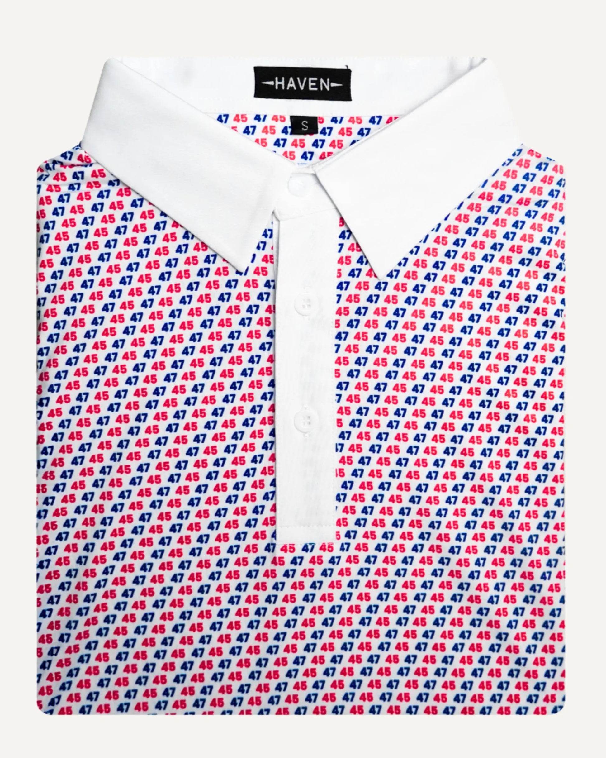 trump 45 47 golf polo haven golf company commander in chief polo read white and blue